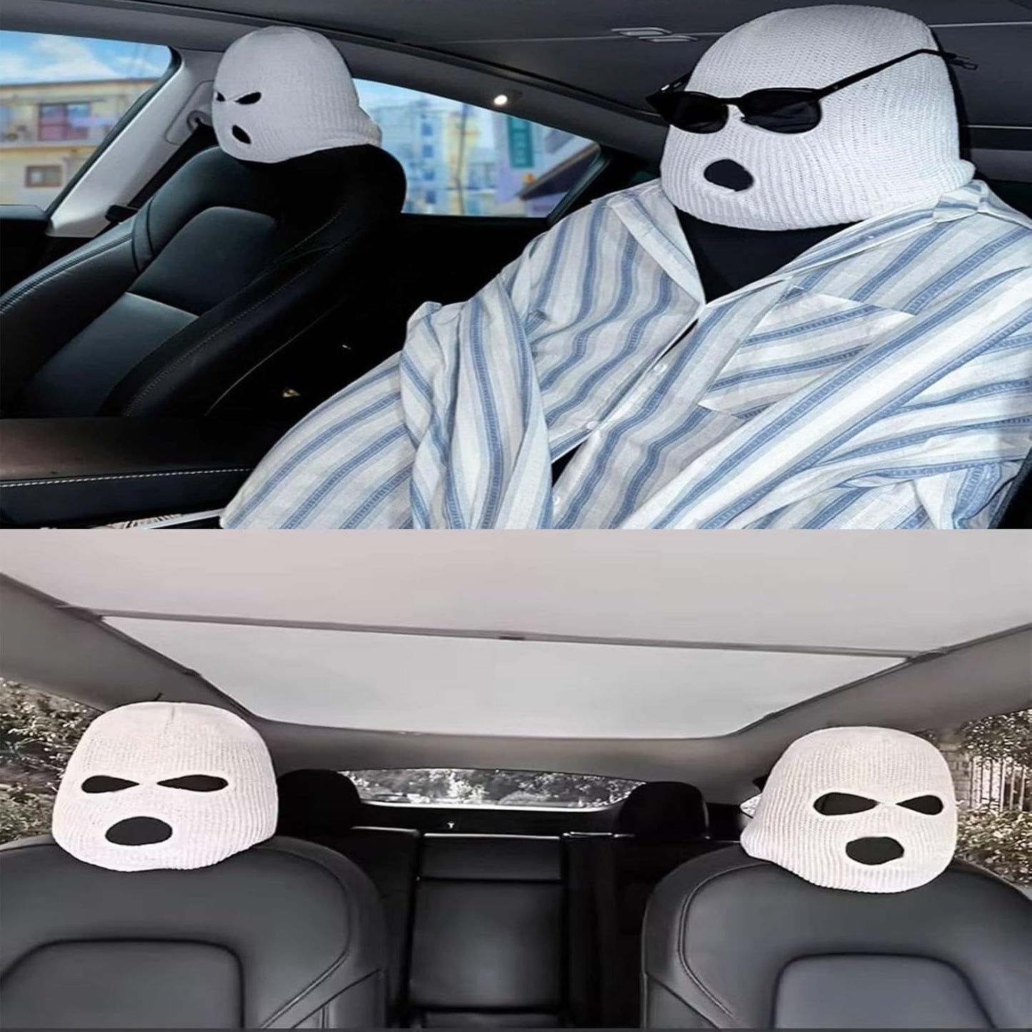 Full Face Car Headrest Balaclava – Prank-Ready & Festive Fun