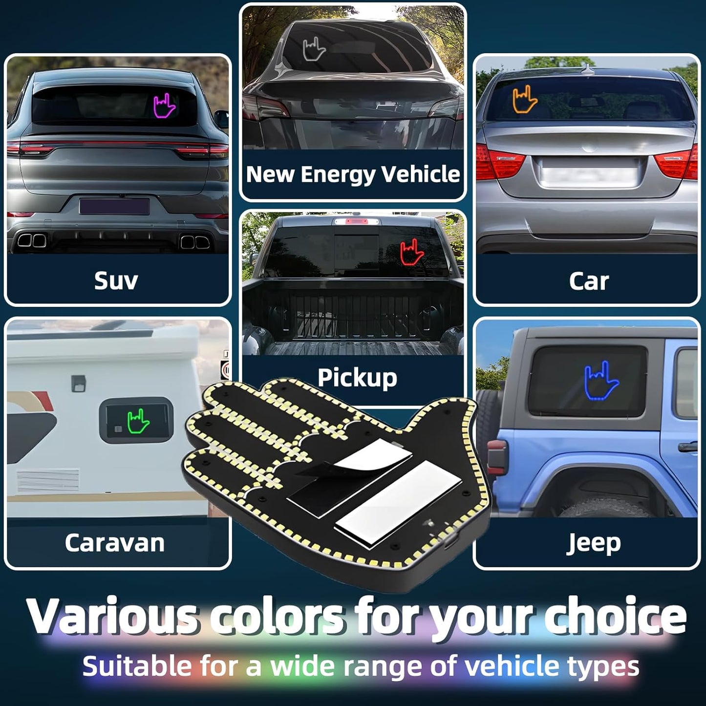 LED Signal Strip for Cars – Palm & Finger Gestures with Remote