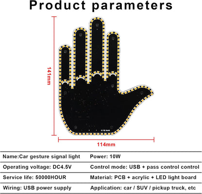 LED Signal Strip for Cars – Palm & Finger Gestures with Remote
