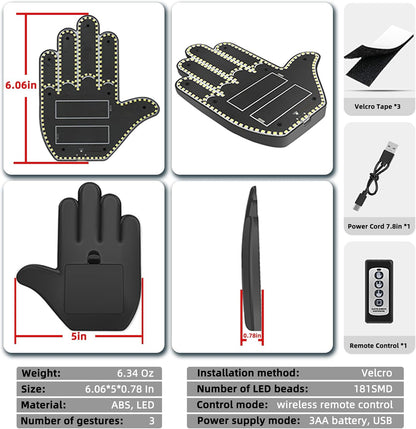 LED Signal Strip for Cars – Palm & Finger Gestures with Remote