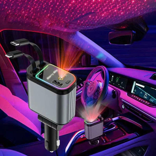 4-in-1 Retractable 69W Fast Car Charger